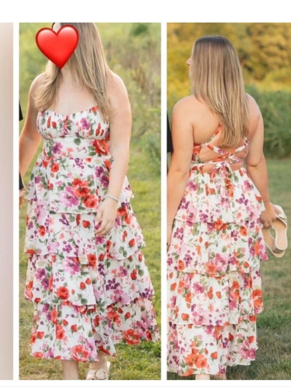 100% Cotton Abercrombie Fitch Floral Tiered Maxi Dress White Pink Floral Sz XL